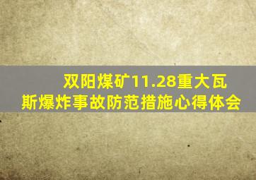 双阳煤矿11.28重大瓦斯爆炸事故防范措施心得体会