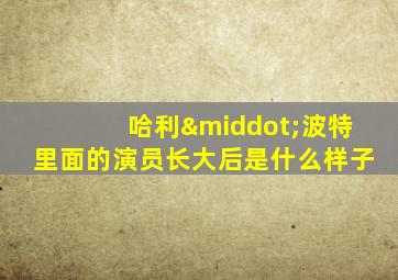 哈利·波特里面的演员长大后是什么样子