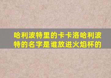 哈利波特里的卡卡洛哈利波特的名字是谁放进火焰杯的