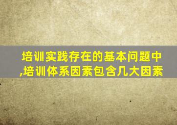 培训实践存在的基本问题中,培训体系因素包含几大因素