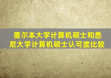 墨尔本大学计算机硕士和悉尼大学计算机硕士认可度比较