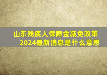 山东残疾人保障金减免政策2024最新消息是什么意思