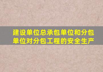 建设单位总承包单位和分包单位对分包工程的安全生产