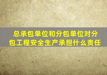 总承包单位和分包单位对分包工程安全生产承担什么责任