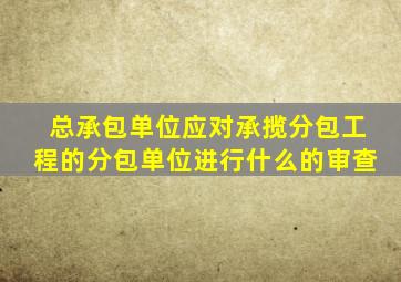 总承包单位应对承揽分包工程的分包单位进行什么的审查